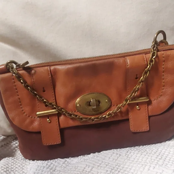 FOSSIL Hobo Shoulder Bag Purse Brown Leather & Suede Boho Festival - Picture 7 of 10